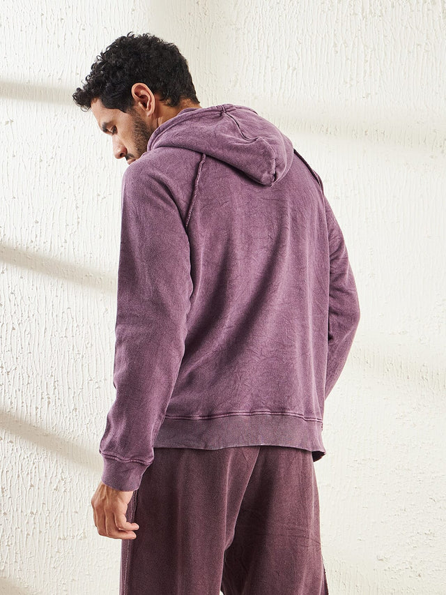 Mauve Dyed Raw Edge Raglan Hoodie Ilyzly