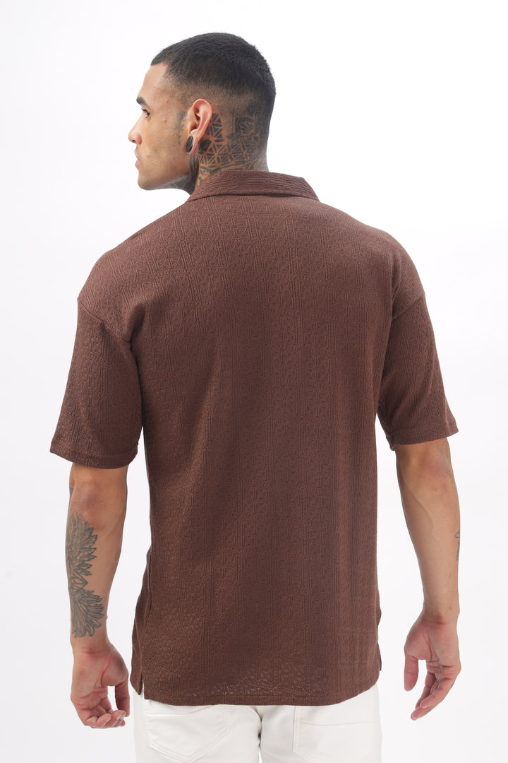 Midnight Breeze Cuban Collar Brown Shirt Ilyzly