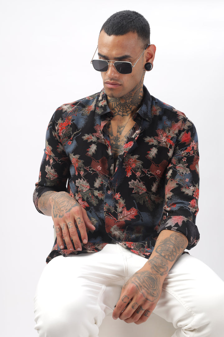 Midnight Floral Viscose Shirt Ilyzly