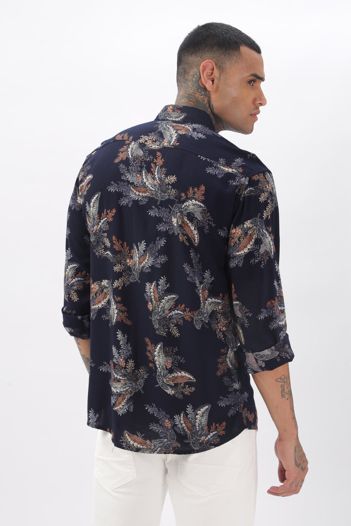 Midnight Floral Viscose Shirt Ilyzly