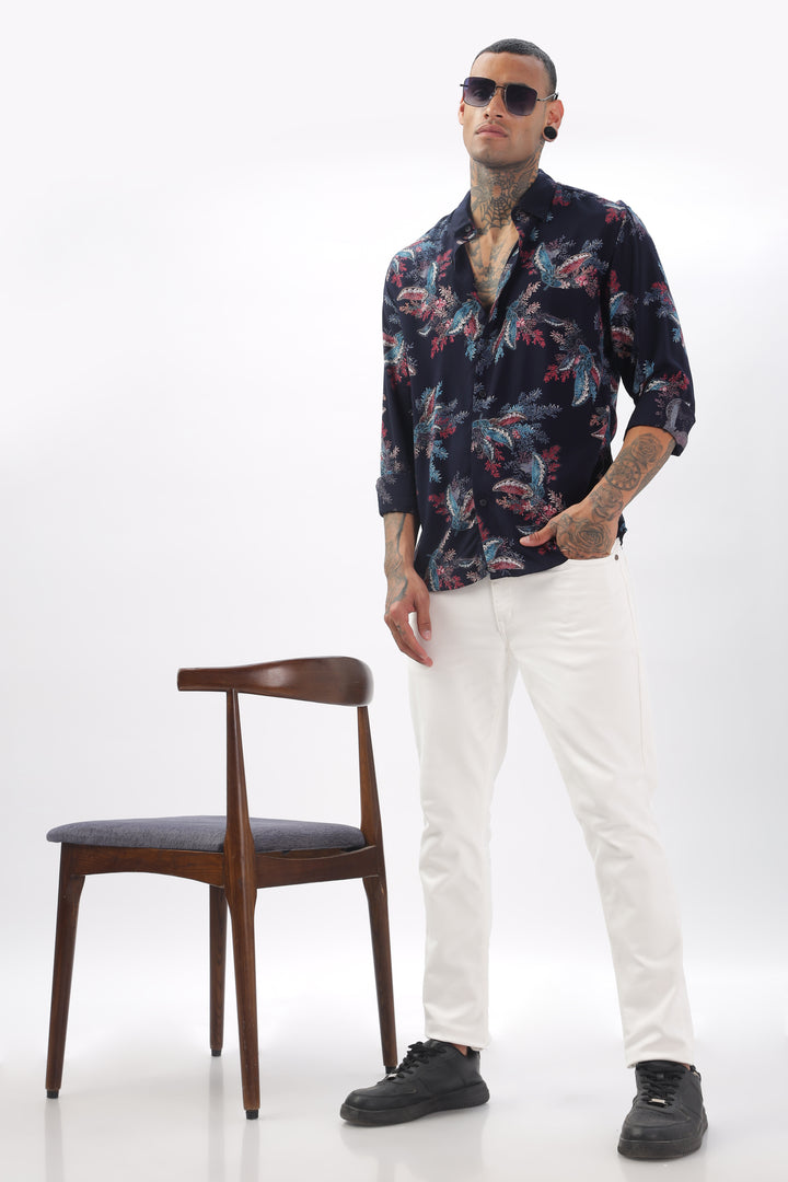 Midnight Floral Viscose Shirt Ilyzly