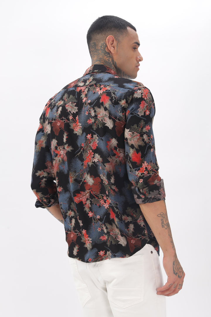 Midnight Floral Viscose Shirt Ilyzly