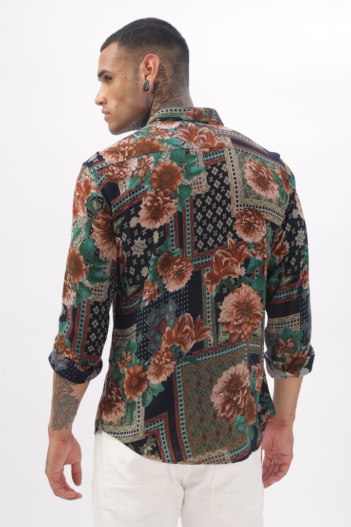 Midnight Floral Viscose Shirt Ilyzly