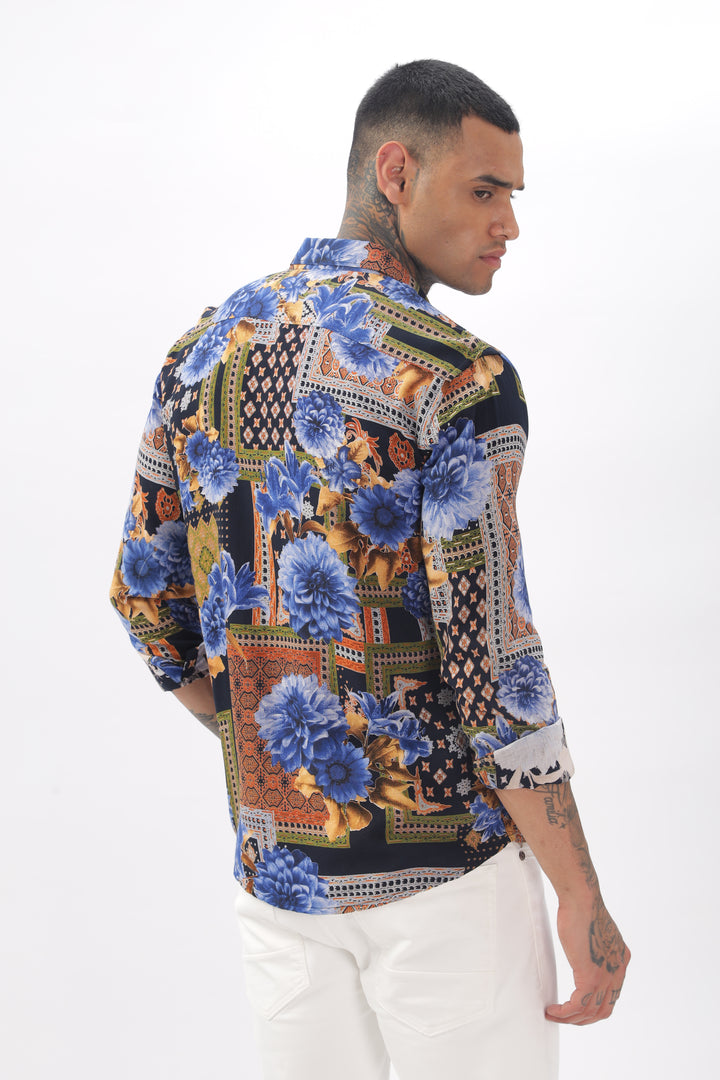 Midnight Floral Viscose Shirt Ilyzly