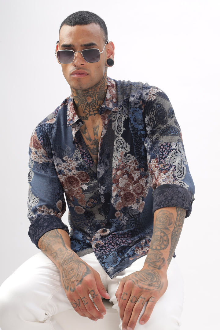 Midnight Floral Viscose Shirt Ilyzly