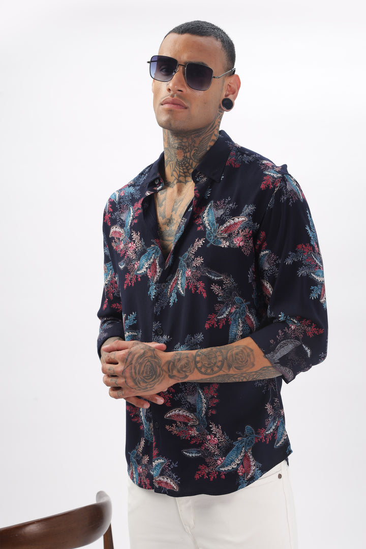 Midnight Floral Viscose Shirt Ilyzly