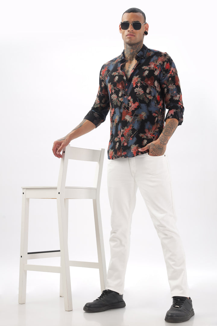 Midnight Floral Viscose Shirt Ilyzly