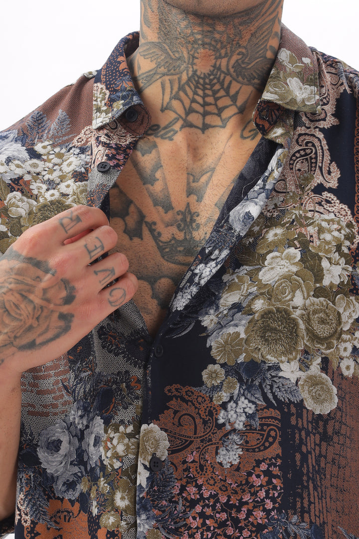 Midnight Floral Viscose Shirt Ilyzly