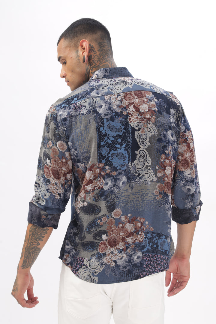 Midnight Floral Viscose Shirt Ilyzly