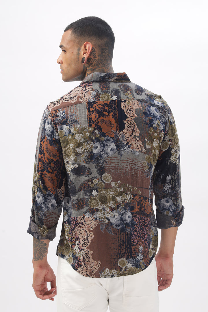 Midnight Floral Viscose Shirt Ilyzly