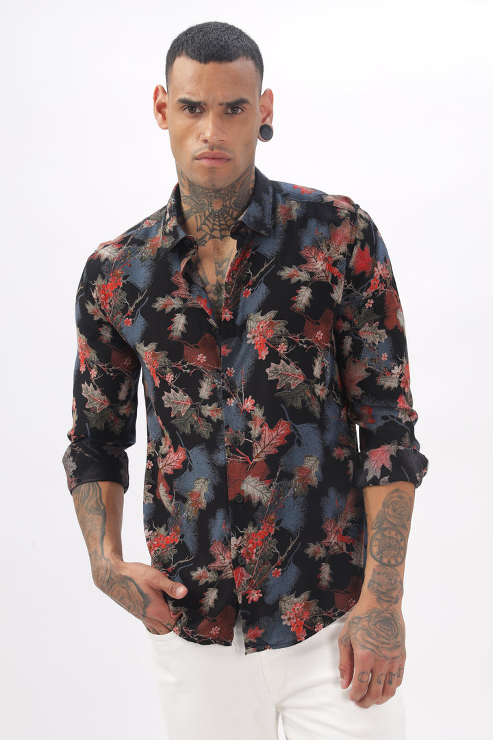 Midnight Floral Viscose Shirt Ilyzly