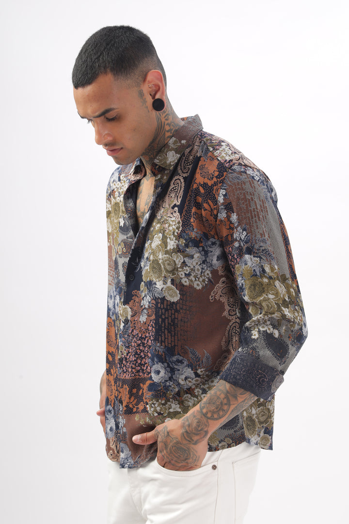 Midnight Floral Viscose Shirt Ilyzly