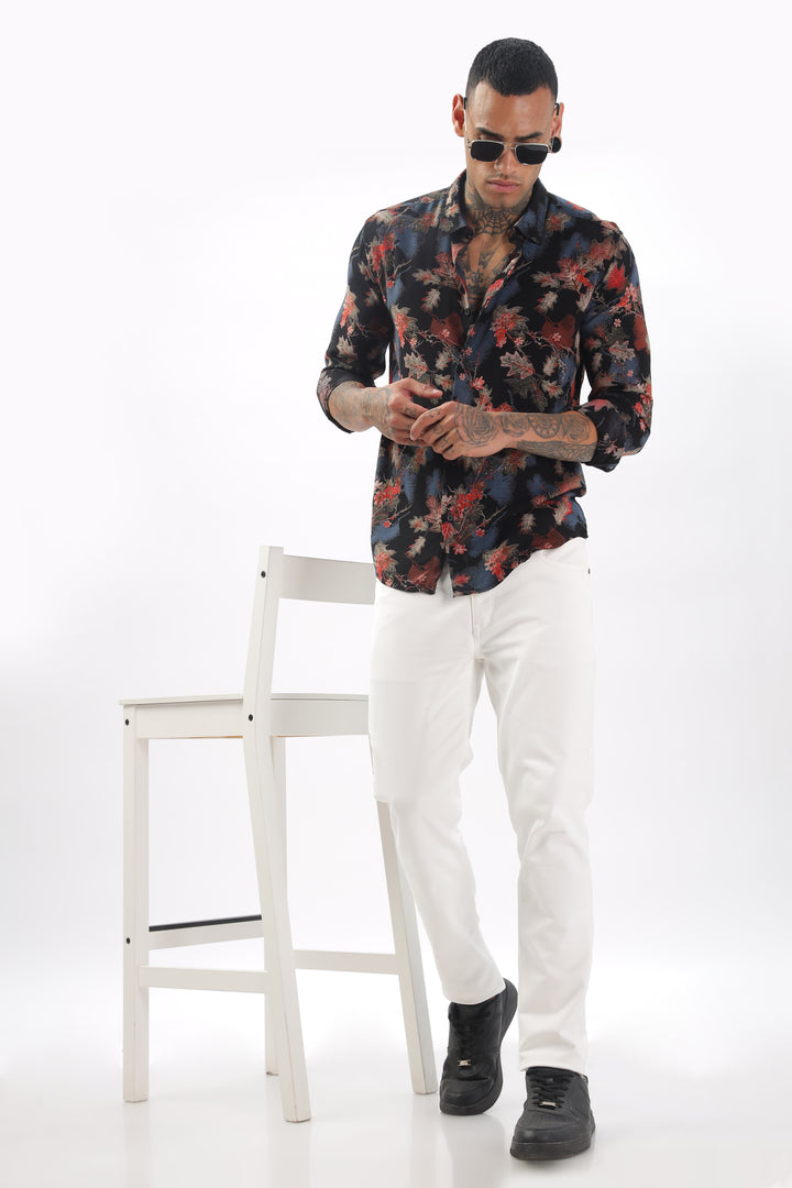 Midnight Floral Viscose Shirt Ilyzly