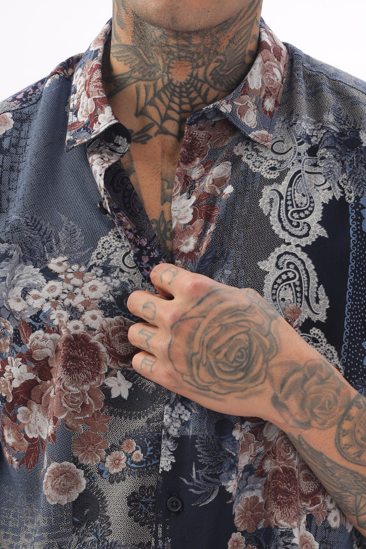 Midnight Floral Viscose Shirt Ilyzly