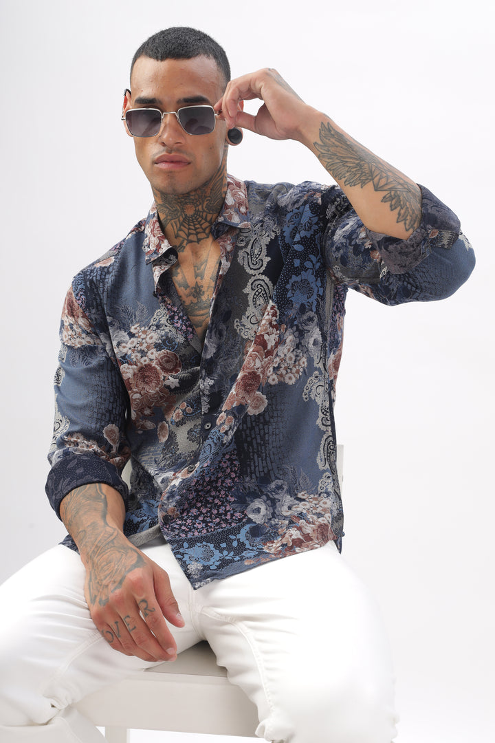 Midnight Floral Viscose Shirt Ilyzly