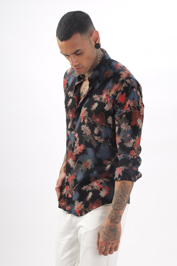 Midnight Floral Viscose Shirt Ilyzly