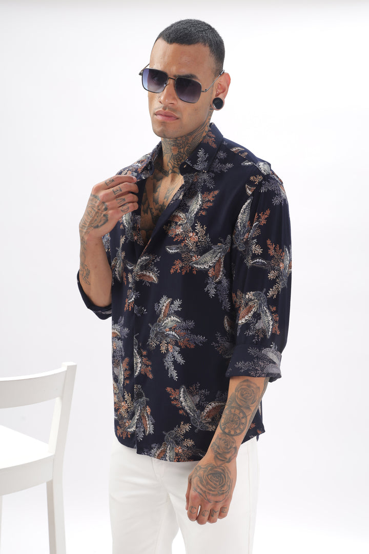 Midnight Floral Viscose Shirt Ilyzly