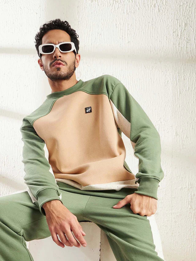 Mineral Green Cut And Sew Patched Sweatshirt Ilyzly