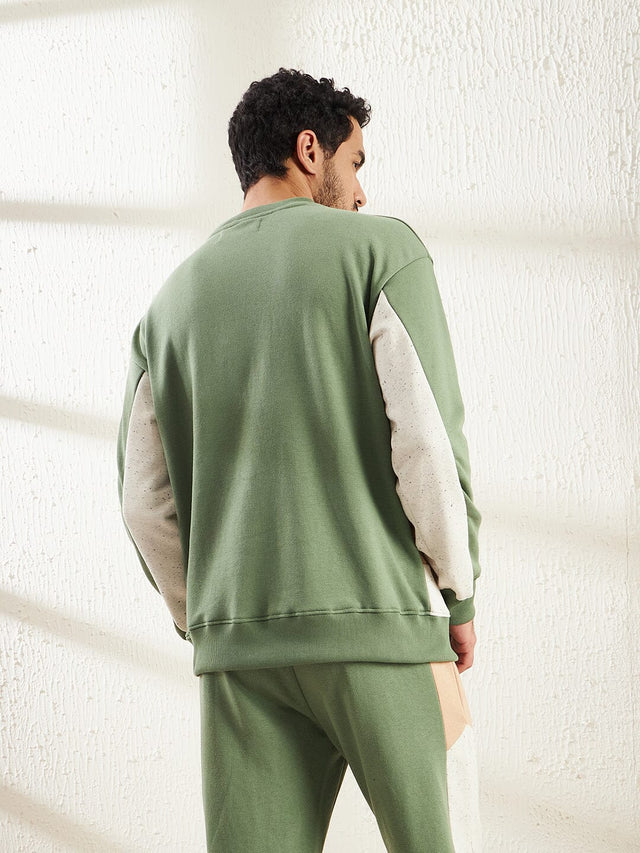 Mineral Green Cut And Sew Patched Sweatshirt Ilyzly