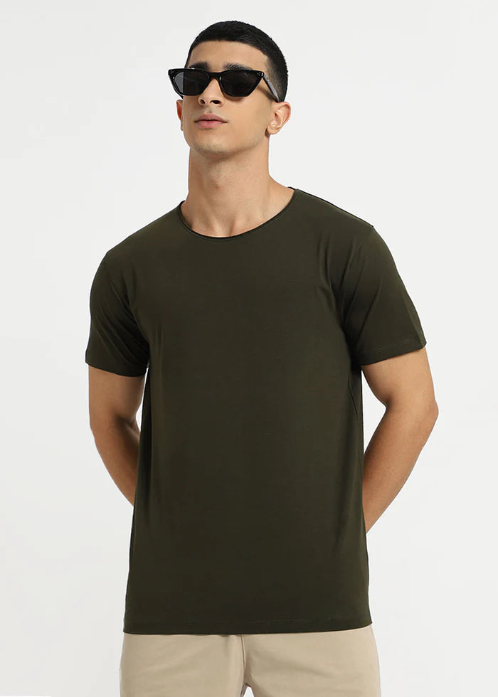 Moss Green Crew Neck T-shirt Ilyzly