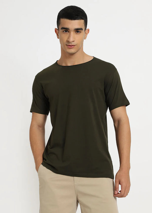 Moss Green Crew Neck T-shirt Ilyzly