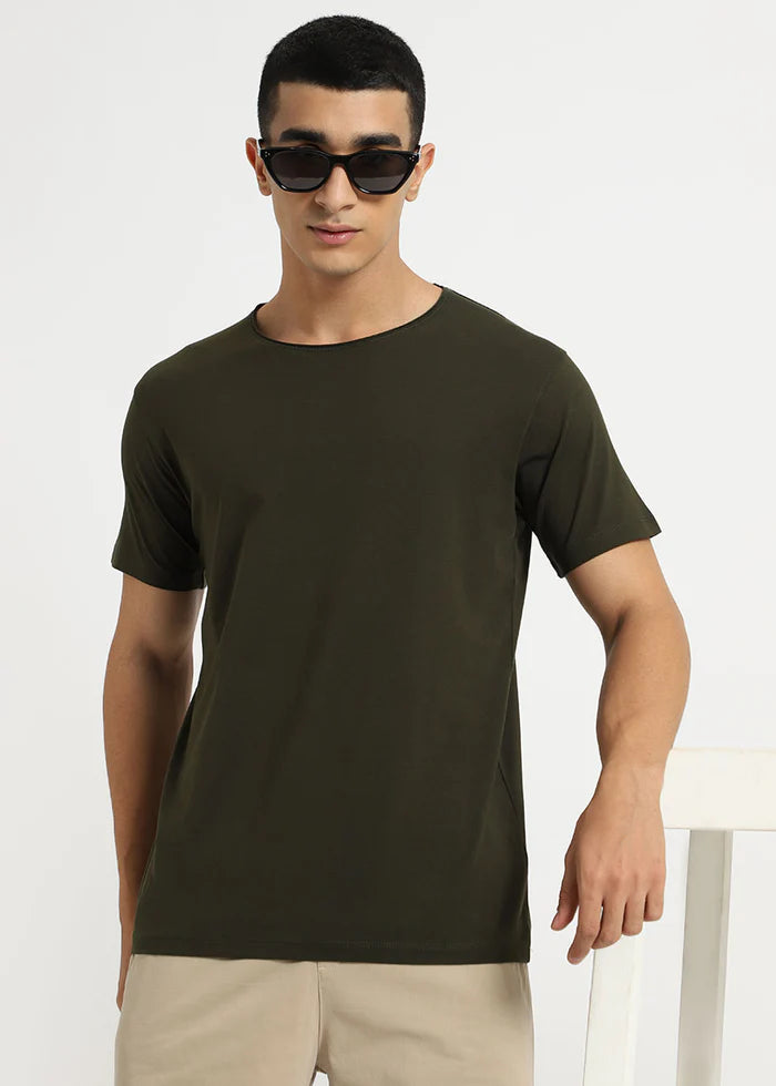 Moss Green Crew Neck T-shirt Ilyzly