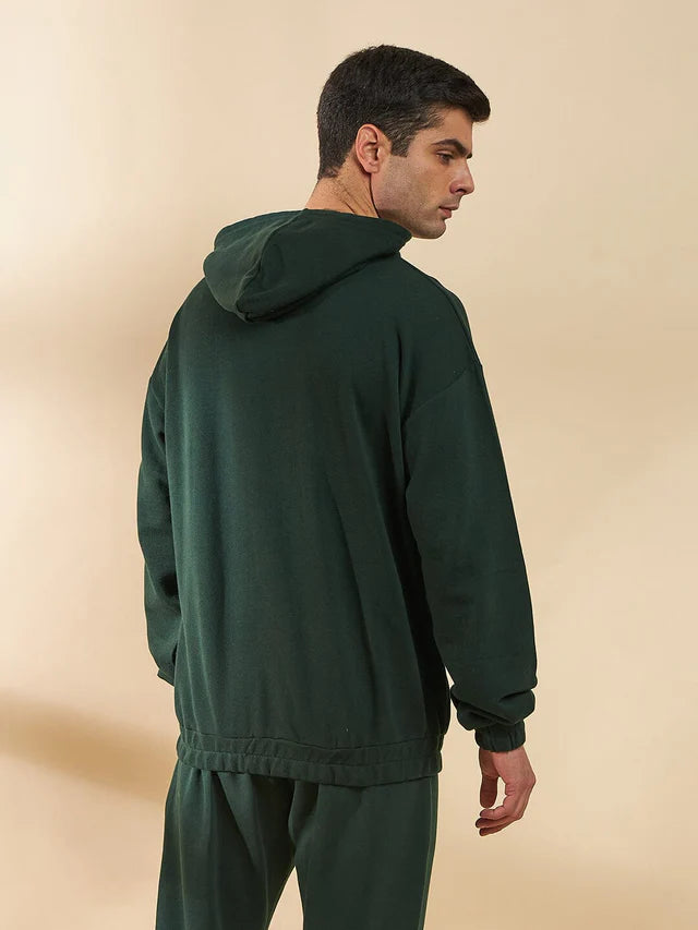 Moss Green Embroidered Oversized Hoodie Ilyzly