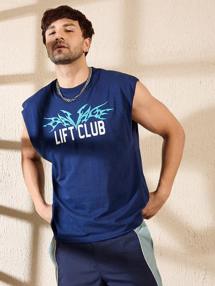 Navy Sleeveless Gym T-shirt Ilyzly