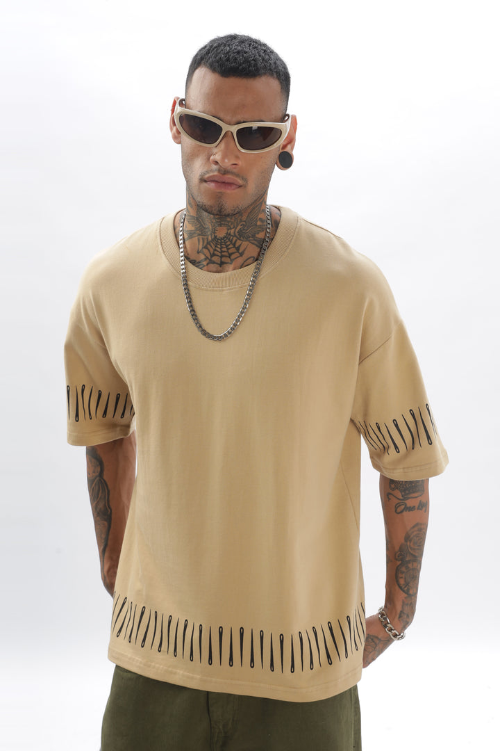 NeedleTrack Meduim Beige Dropshoulder Tee Ilyzly