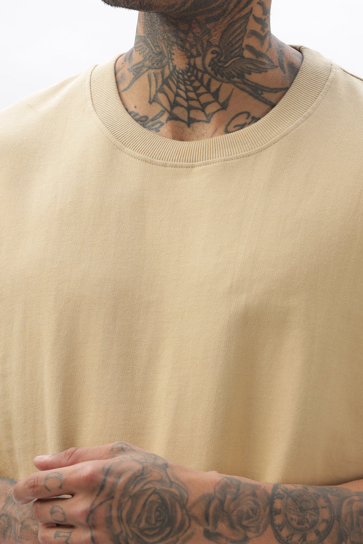 NeedleTrack Meduim Beige Dropshoulder Tee Ilyzly