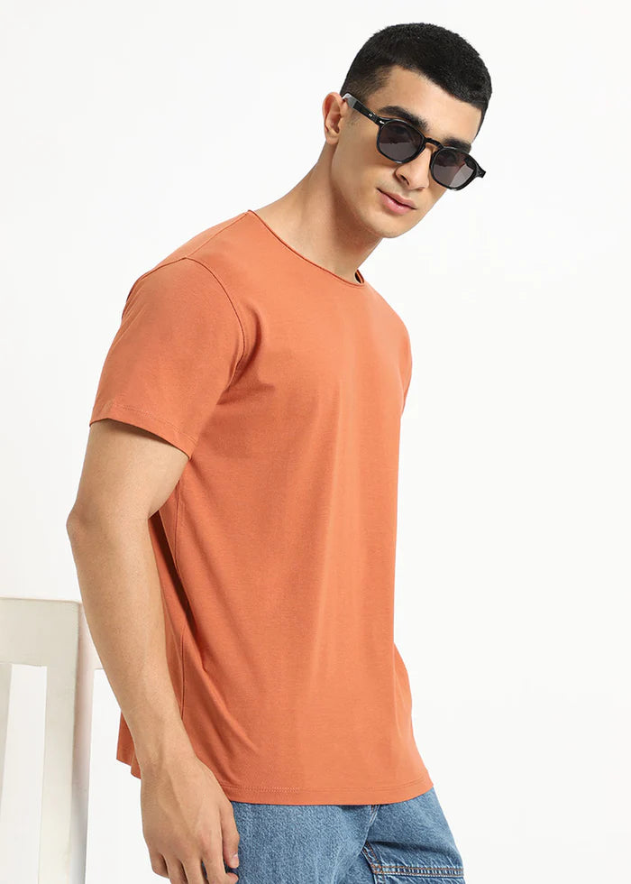 Orange Crew Neck T-shirt Ilyzly