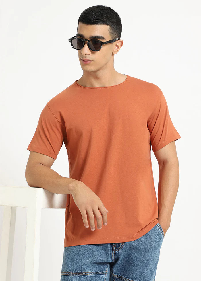 Orange Crew Neck T-shirt Ilyzly