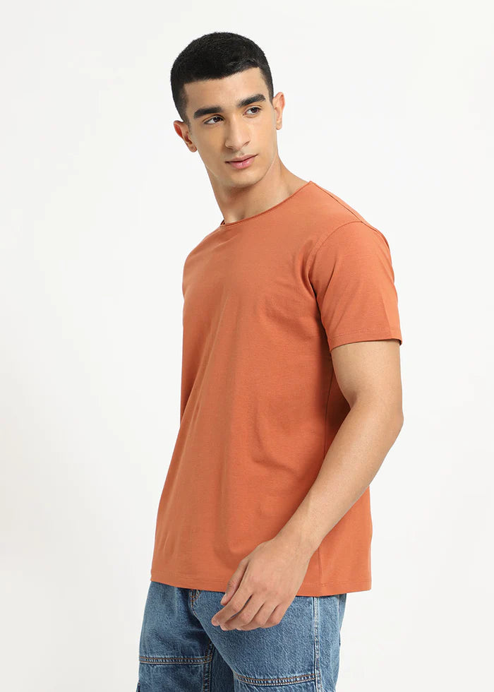 Orange Crew Neck T-shirt Ilyzly