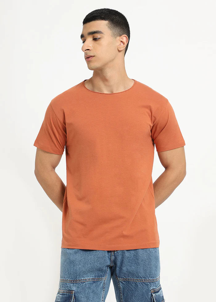 Orange Crew Neck T-shirt Ilyzly