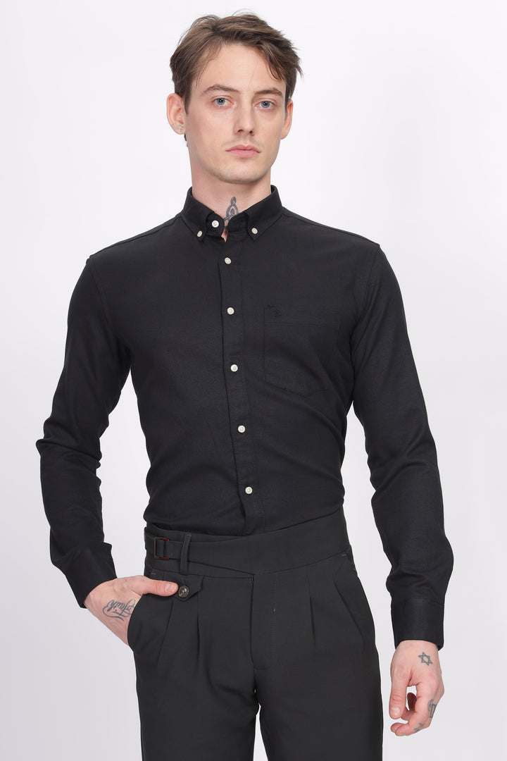 Oxford Formal Black Shirt Ilyzly