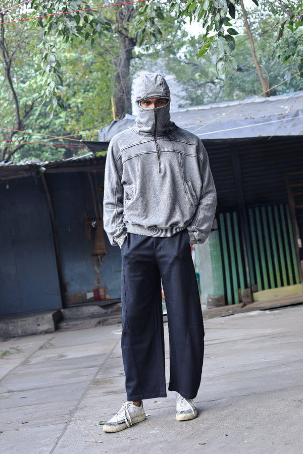 Grey Zipper Winter Hoodie
