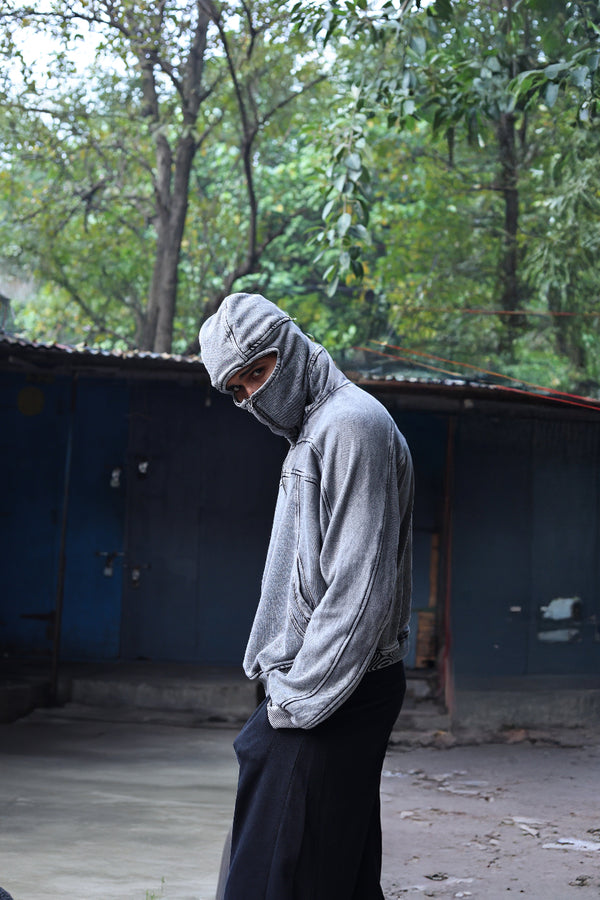 Grey Zipper Winter Hoodie