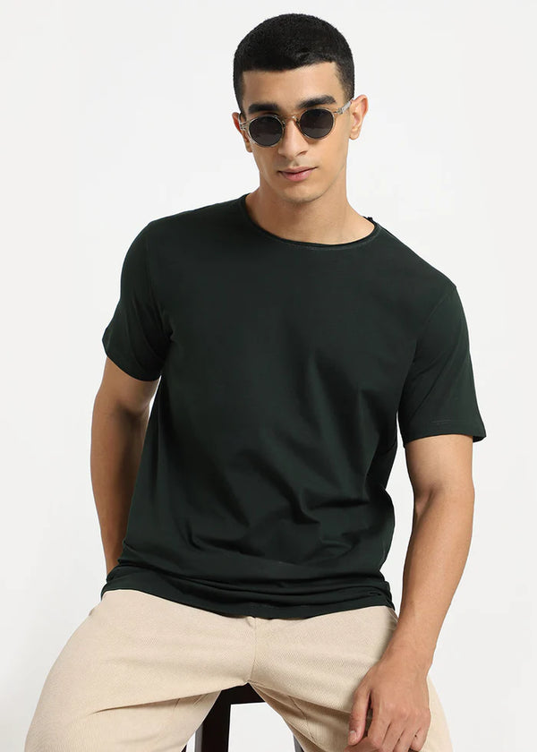 Pine Green Crew Neck T-shirt Ilyzly