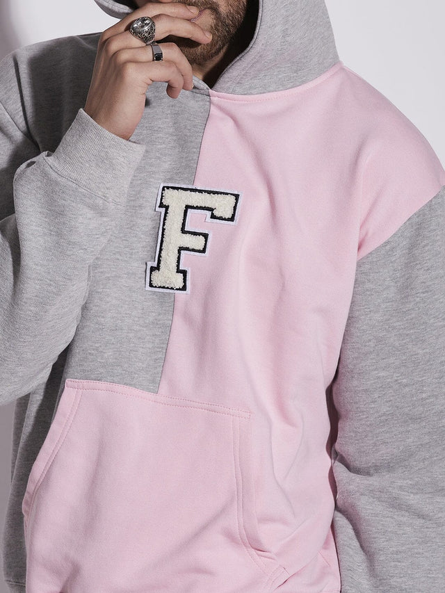 Pink And Grey Cut Sew Hooded Sweatshirt Ilyzly