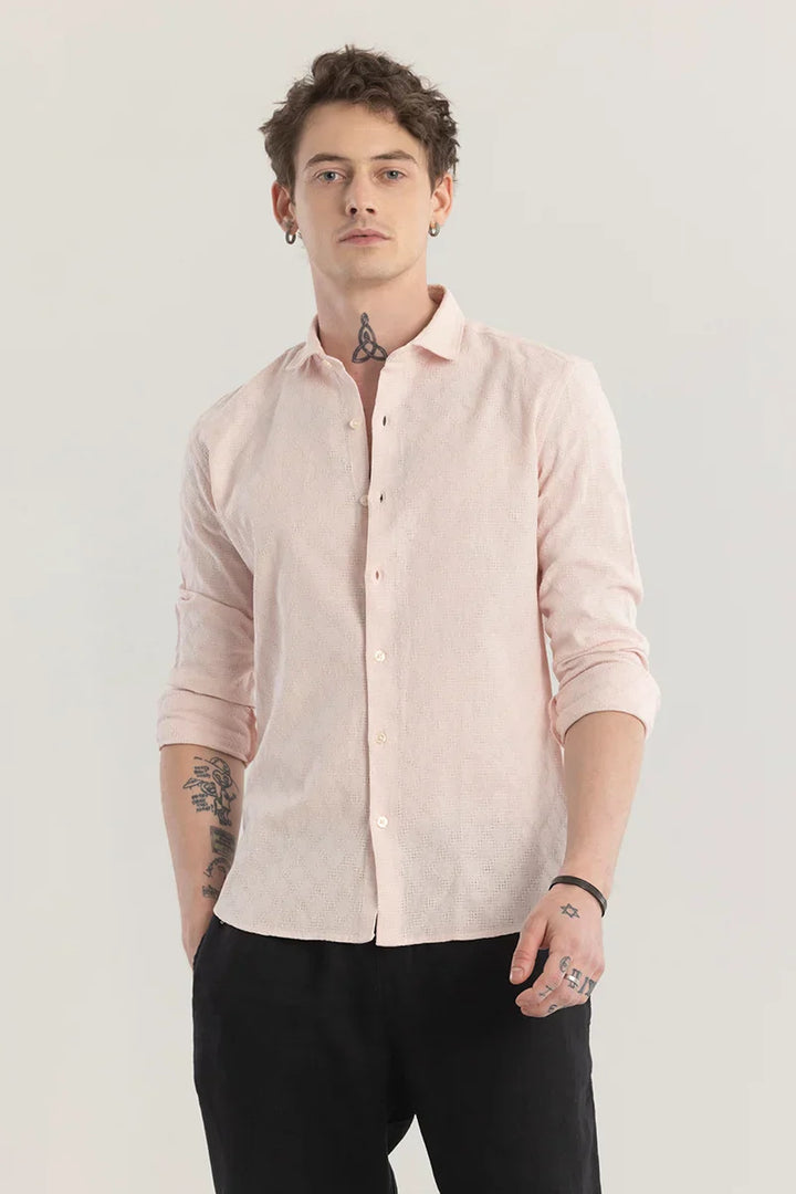 Pink Self Design Shirt Ilyzly