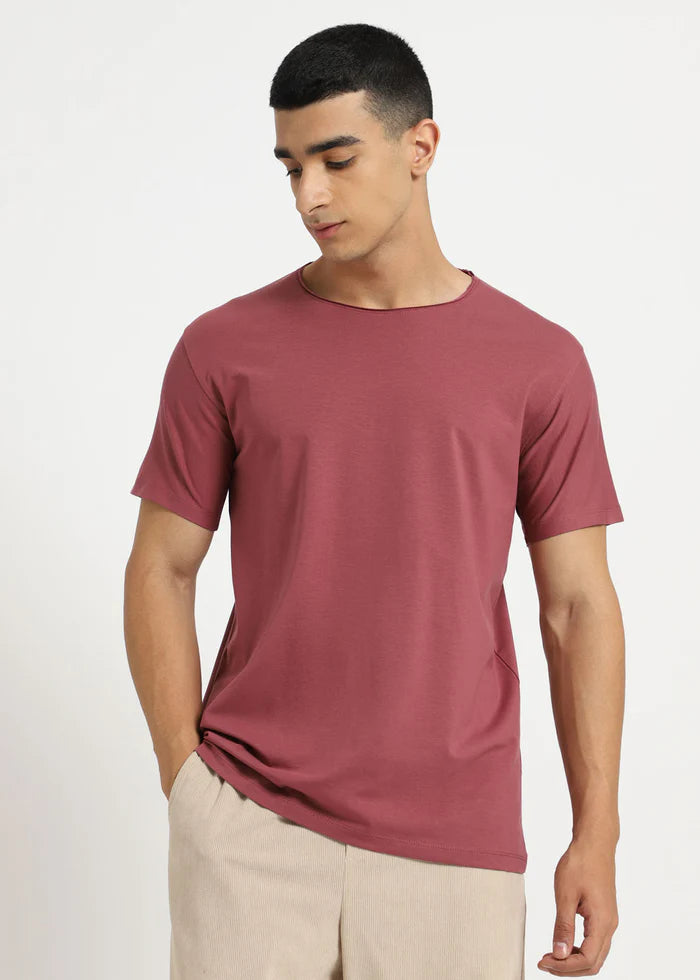 Salmon Pink Crew Neck T-shirt Ilyzly