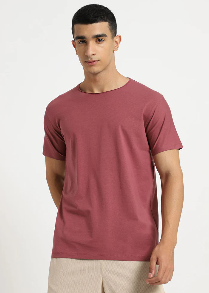 Salmon Pink Crew Neck T-shirt Ilyzly