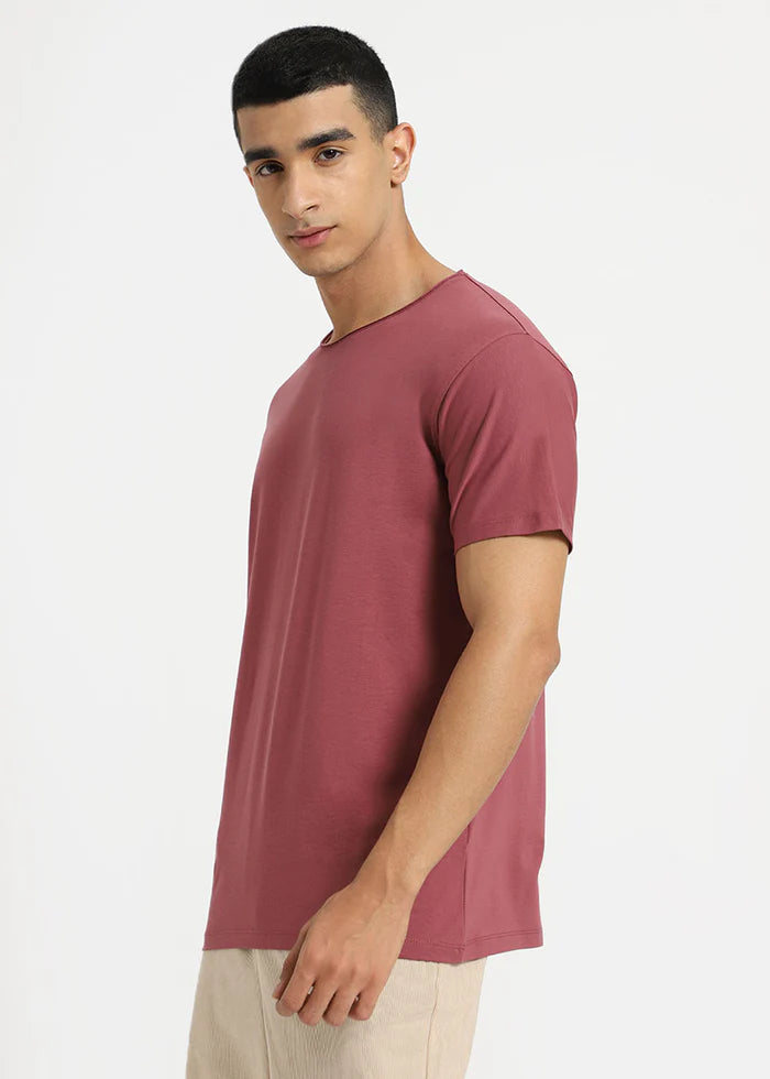 Salmon Pink Crew Neck T-shirt Ilyzly