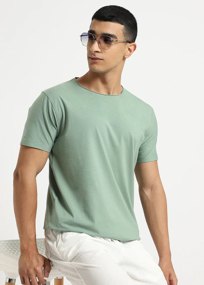 Sea Green Crew Neck T-shirt Ilyzly