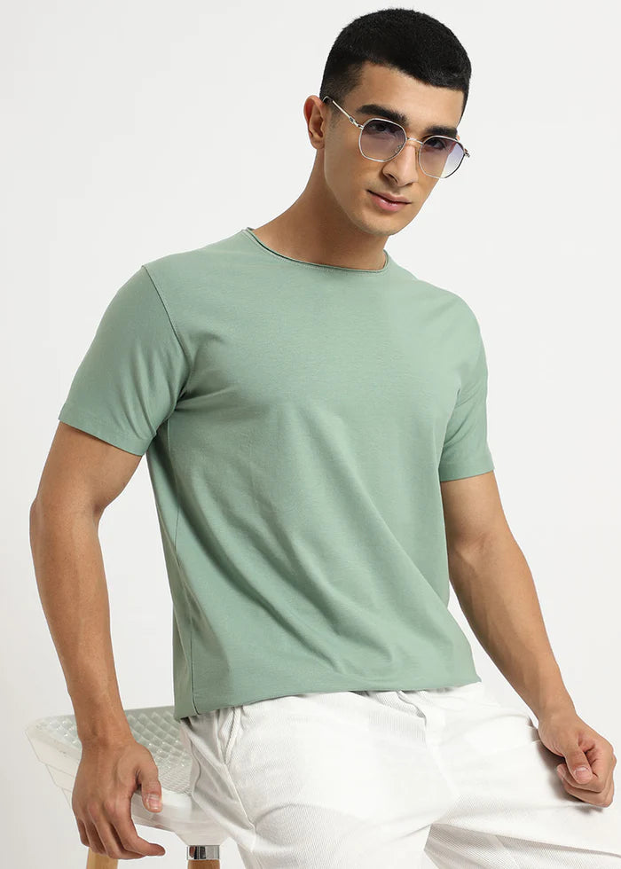 Sea Green Crew Neck T-shirt Ilyzly