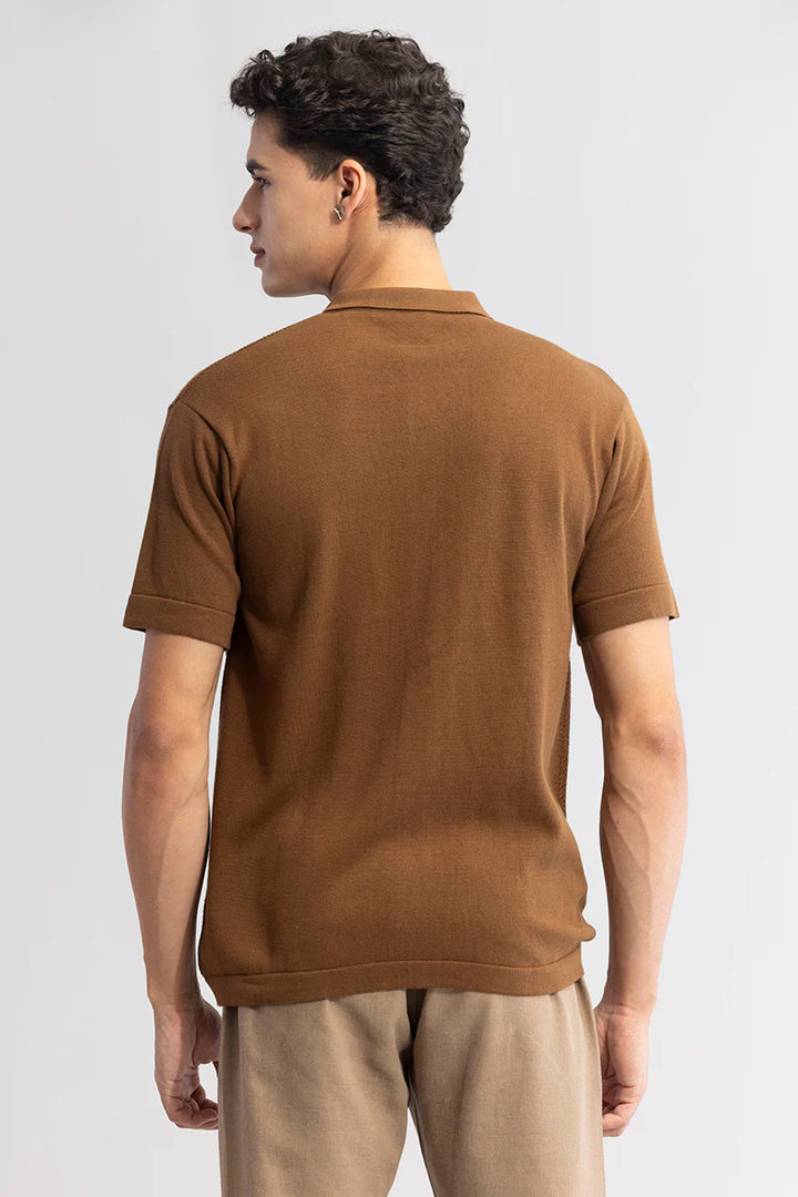 Serene Knit Elegance Brown Shirt Ilyzly