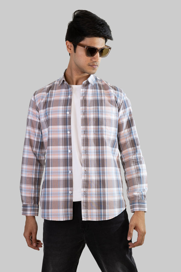 Gridline Checkered Shirt - White