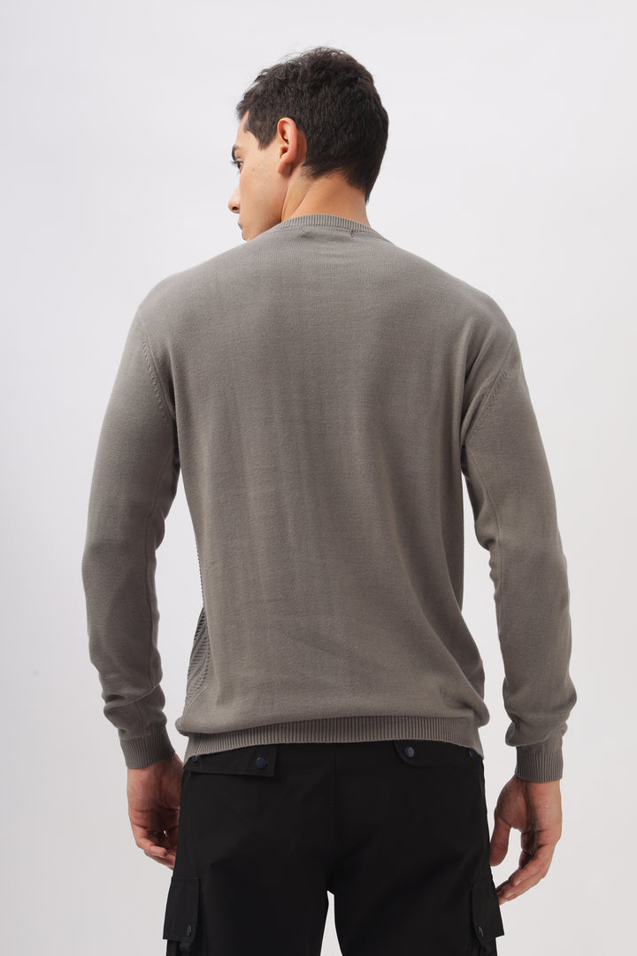 Stripes Knitted Gray Full-Sleeve T-Shirt Ilyzly