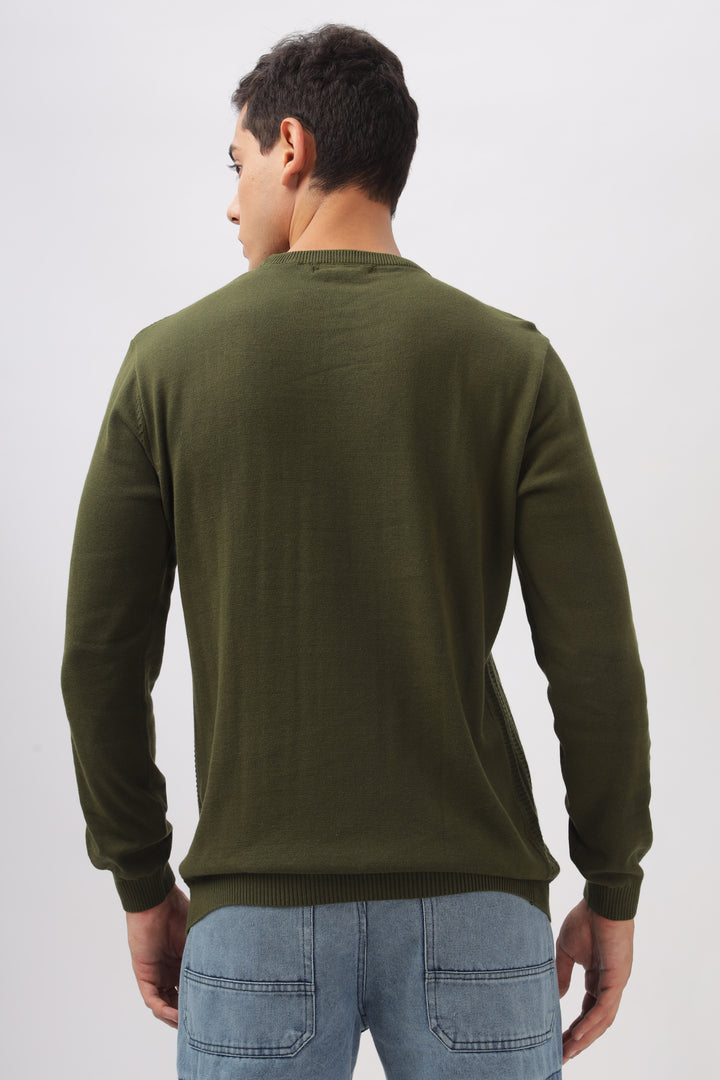 Stripes Knitted Green Full-Sleeve T-Shirt Ilyzly