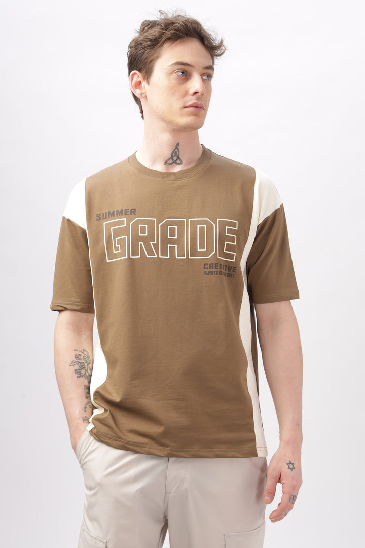 Summer Grade Drop Shoulder Brown T-shirt Ilyzly